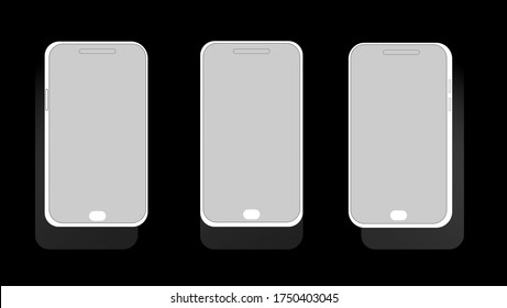 Minimalist modern clay mockup smartphones for presentation.Smart device collection with thin frame and blank screen isolated