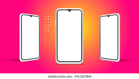 Minimalist modern clay mockup smartphones for presentation, application display, information graphics etc. Vector EPS.