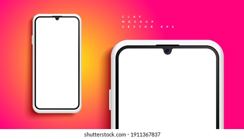 Minimalist modern clay mockup smartphones for presentation, application display, information graphics etc. Vector EPS.