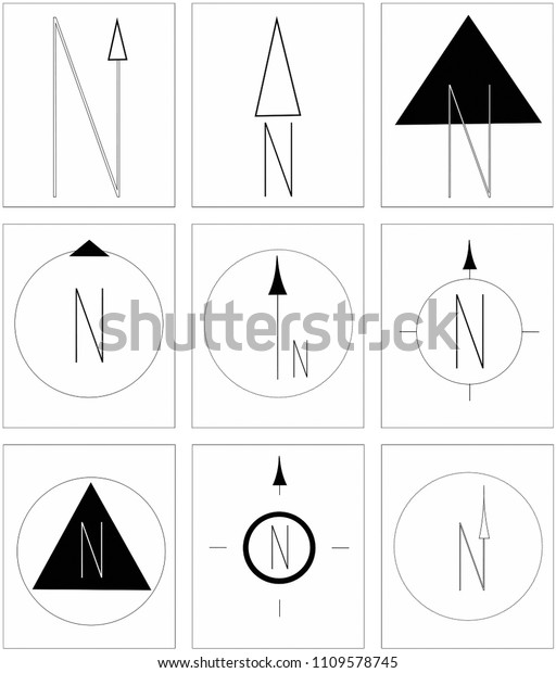 Minimalist Modern Compass Icons North Signs Stock Vector (Royalty Free ...