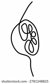 A minimalist and modern continuous line art drawing depicting the intricate form of a human ear, rendered in a single, unbroken stroke.