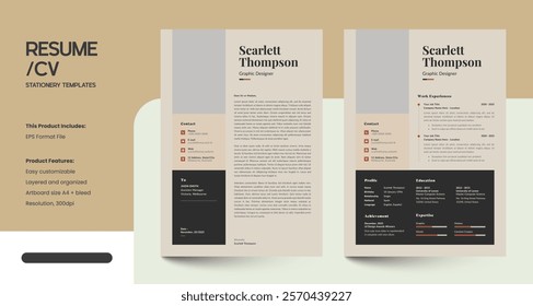 Minimalist Modern CV Resume Design Template