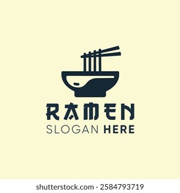 minimalist and modern design centered around a ramen bowl.  stylized  bowl filled with noodles and a pair of chopsticks lifting some strands, clean and sophisticated aesthetic.