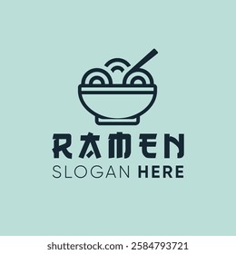 minimalist and modern design centered around a ramen bowl.  stylized  bowl filled with noodles and a pair of chopsticks lifting some strands, clean and sophisticated aesthetic.