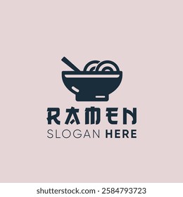 minimalist and modern design centered around a ramen bowl.  stylized  bowl filled with noodles and a pair of chopsticks lifting some strands, clean and sophisticated aesthetic.