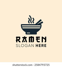 minimalist and modern design centered around a ramen bowl.  stylized  bowl filled with noodles and a pair of chopsticks lifting some strands, clean and sophisticated aesthetic.