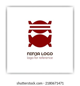 The minimalist and modern design of the ninja head logo in maroon color