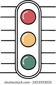 A minimalist and modern design of a traffic light logo, featuring three circular lights, one red above the other two yellow and green lights. The colors a clear, with a touch of simplicity.