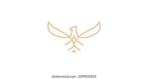 Minimalist Modern Eagle Logo Design. Flying Bird with Lineart Outline Style. ICon Symbol Vector Design Template.