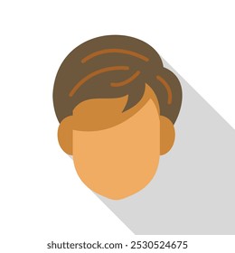 Minimalist and modern flat design illustration of a young adult man, showing a neutral expression and brown hair