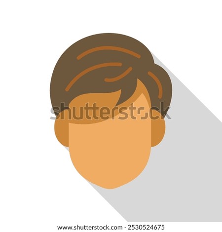 Minimalist and modern flat design illustration of a young adult man, showing a neutral expression and brown hair