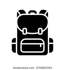 Minimalist and modern flat design school backpack icon, perfect for educational materials, apps, websites, and print media with clean lines and bold contrast.