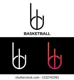 Minimalist modern flat and gradient basketball logo