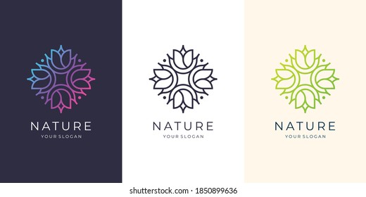 Minimalist modern flower rose. luxury,nature, beauty salon,line art, fashion, skin care, cosmetic, yoga and spa products, logo templates .Premium Vector