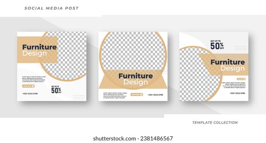 Minimalist modern furniture design for sale social media post template
