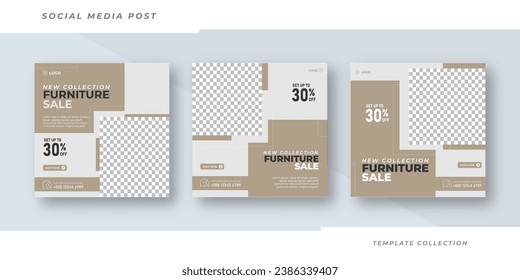 Minimalist modern furniture for sale social media post template design