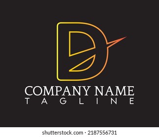 Minimalist modern Gradient D Logo Design Illustration.