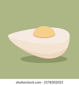 Minimalist and modern illustration of a soft-boiled egg. Soft colors with an appetizing yolk, perfect for culinary icons, graphic design, or restaurant logos.