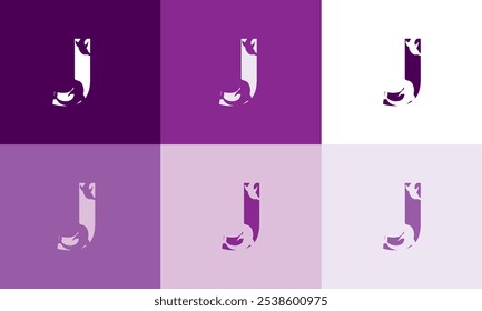 minimalist Modern J Icon Fish Logo with colorful Icon Vector Design Illustration