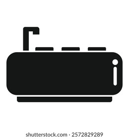 Minimalist modern kitchen toaster icon in sleek black silhouette. Isolated vector graphic illustration of a contemporary household appliance for food preparation and cooking