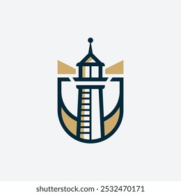 Minimalist Modern Lighthouse Logo Vector Illustration