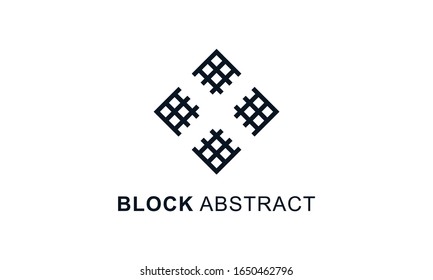 Minimalist modern line art block abstract logo. This logo icon incorporate with four block in the creative way.