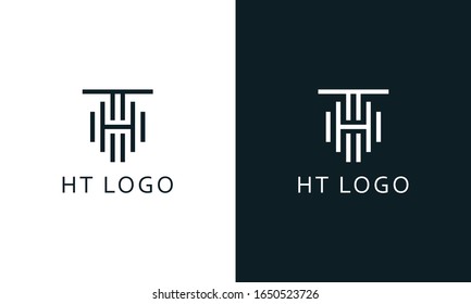 Minimalist modern line art letter HT logo. This logo icon incorporate with two letter H And T line in the creative way.