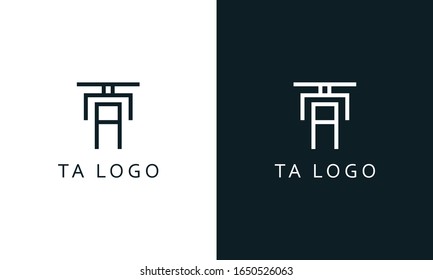 Minimalist modern line art letter Ta logo. This logo icon incorporate with two letter T And A line in the creative way.