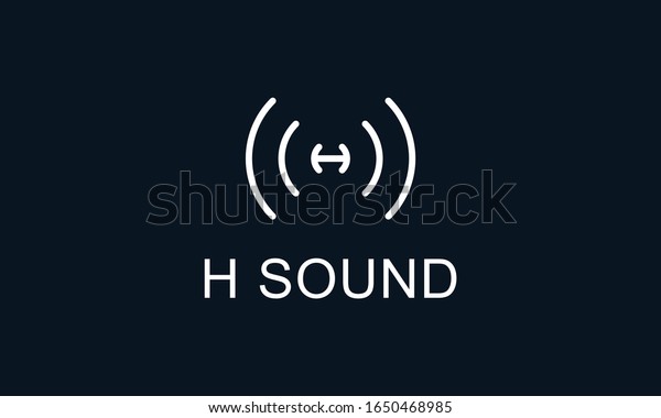 ミニマリストな近代ラインアートの文字hのサウンドロゴ このロゴアイコンは 文字hと音波線をクリエイティブに組み込みます のベクター画像素材 ロイヤリティフリー
