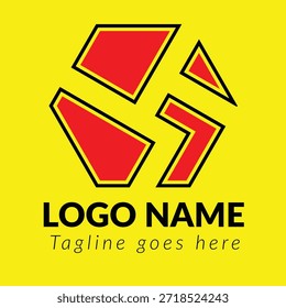 Un diseño de logotipo minimalista y moderno con una forma hexagonal estilizada compuesta de