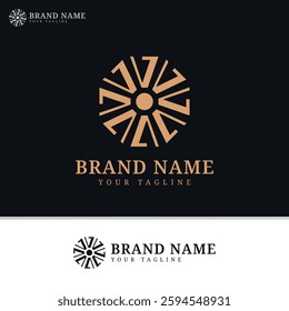 Minimalist and modern logo featuring an abstract geometric design