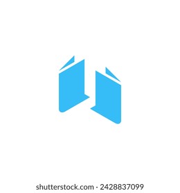 Minimalist and modern logo in the shape of two books in the form of a chat balloon