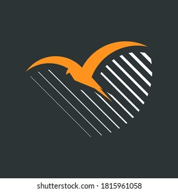 Minimalist and modern logo vector. Flying bird symbol for business, animal, nature company