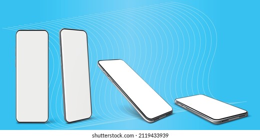 Minimalist modern mobile  mockup smartphones with colored background. Vector.