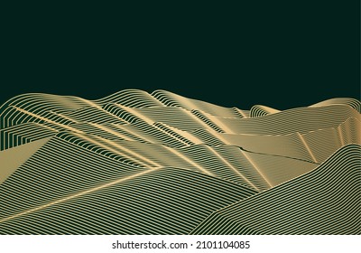 minimalist modern mountain line. Abstract mountain contemporary aesthetic backgrounds landscapes.  Mountain layout design in oriental style.