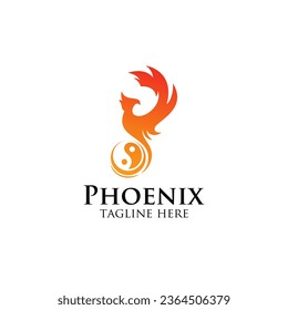 Minimalistisches modernes Phoenix-Logo mit Yin- und Yang-Symbol