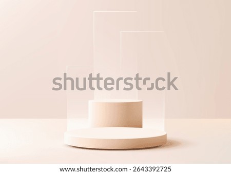 minimalist modern podium mockup featuring round beige platforms on a soft pink background, ideal for product display, showroom presentations, or elegant brand showcases in a clean aesthetic