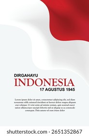Design minimalista e moderno de pôster comemorando o Dia da Independência da Indonésia em 17 de agosto