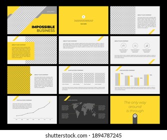Minimalist modern presentation templates set. Use in Presentation, flyer and leaflet, corporate report, marketing, advertising, annual report, banner. Vector infographic with icon.