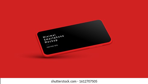 Minimalist modern red clay mockup smartphones. Vector EPS.