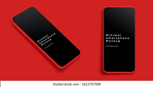 Minimalist modern red clay mockup smartphones. Vector EPS.