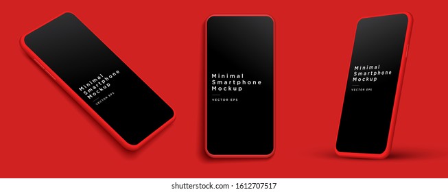 Minimalist modern red clay mockup smartphones. Vector EPS.