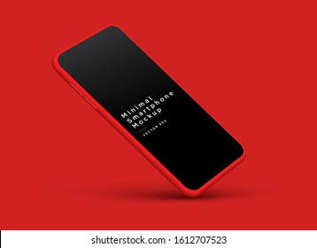 Minimalist modern red clay mockup smartphones. Vector EPS.