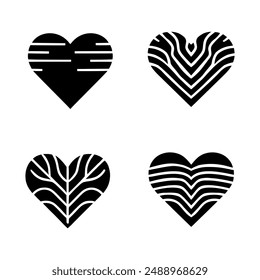 A minimalist and modern representation of stylized heart. Vector, icons