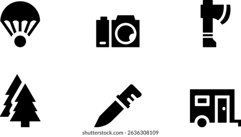 Minimalist Modern Rounded Filled Adventure Icon Set with clean Filled and intuitive symbols