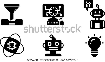 Minimalist Modern Rounded Filled Artificial Intelligence Icon with clean Filled and intuitive symbols