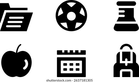 Minimalist Modern Rounded Filled Back To School Icon with clean Filled and intuitive symbols