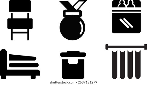 Minimalist Modern Rounded Filled Bedroom Icon with clean Filled and intuitive symbols