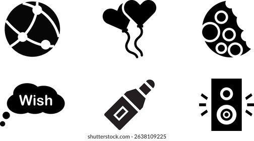 Minimalist Modern Rounded Filled Birthday with clean Filled and intuitive symbols