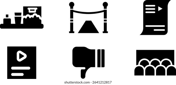 Minimalist Modern Rounded Filled Cinema Icon with clean Filled and intuitive symbols
